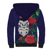 Maori Wheku Meri Kirihimete Personalised Sherpa Hoodie All Blue Indigenous Maori Motif - Polynesian Pride