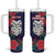 Maori Wheku Meri Kirihimete Personalised Tumbler With Handle All Blue Indigenous Maori Motif - Polynesian Pride