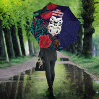 Maori Wheku Meri Kirihimete Personalised Umbrella All Blue Indigenous Maori Motif - Polynesian Pride