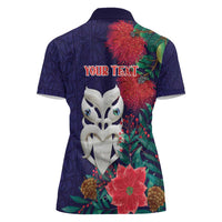 Maori Wheku Meri Kirihimete Personalised Women Polo Shirt All Blue Indigenous Maori Motif LT9 - Polynesian Pride
