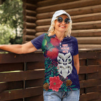 Maori Wheku Meri Kirihimete Personalised Women Polo Shirt All Blue Indigenous Maori Motif LT9 - Polynesian Pride