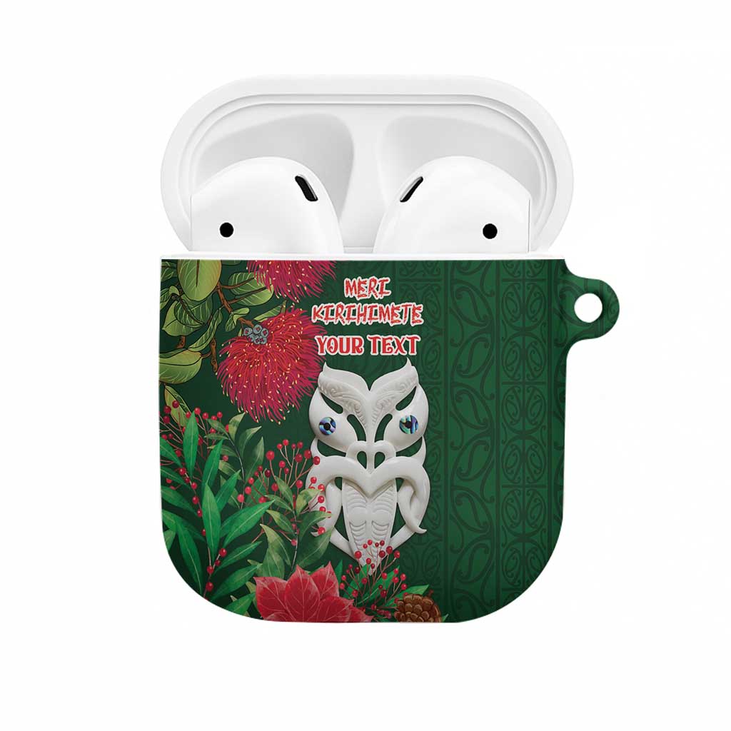 Maori Wheku Meri Kirihimete Personalised AirPods Case All Green Indigenous Maori Motif - Polynesian Pride