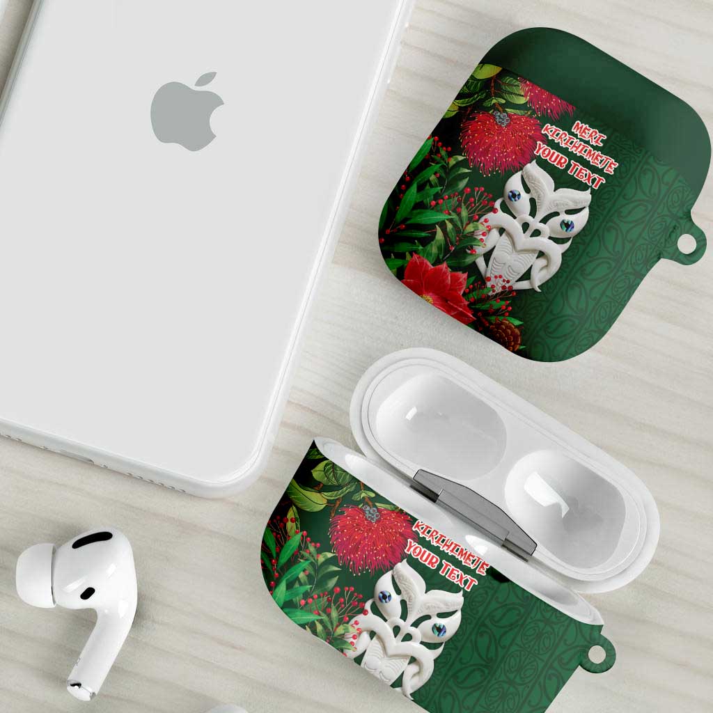 Maori Wheku Meri Kirihimete Personalised AirPods Case All Green Indigenous Maori Motif - Polynesian Pride