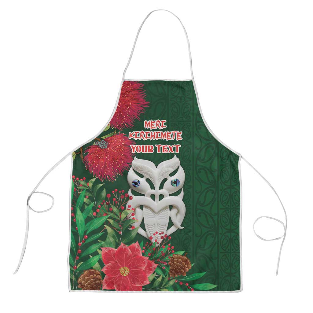 Maori Wheku Meri Kirihimete Personalised Apron All Green Indigenous Maori Motif - Polynesian Pride