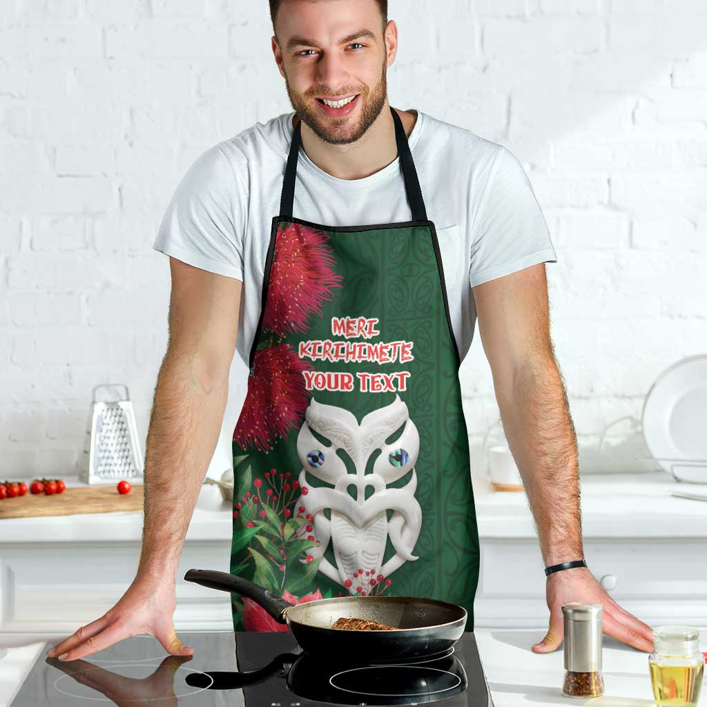 Maori Wheku Meri Kirihimete Personalised Apron All Green Indigenous Maori Motif - Polynesian Pride