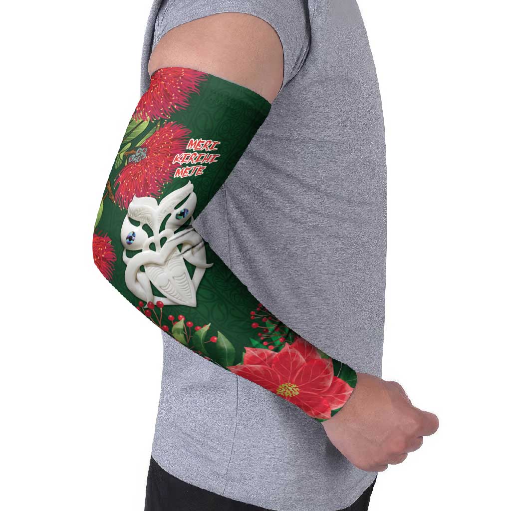 Maori Wheku Meri Kirihimete Personalised Arm Sleeves All Green Indigenous Maori Motif - Polynesian Pride