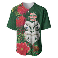 Maori Wheku Meri Kirihimete Personalised Baseball Jersey All Green Indigenous Maori Motif - Polynesian Pride