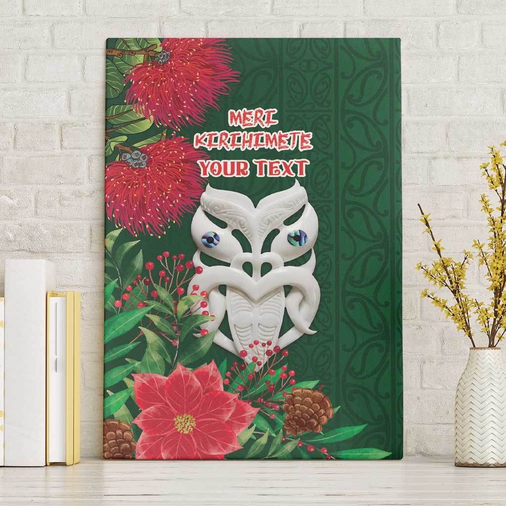 Maori Wheku Meri Kirihimete Personalised Canvas Wall Art All Green Indigenous Maori Motif LT9 Without Frame Green - Polynesian Pride