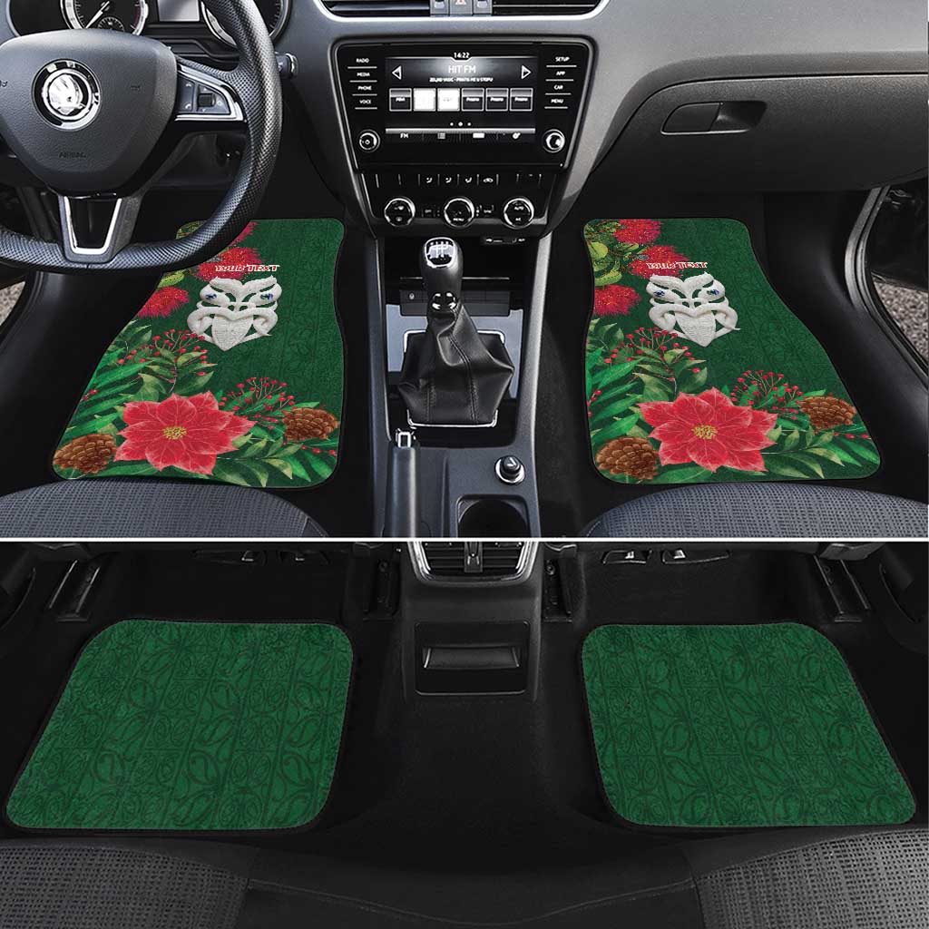 Maori Wheku Meri Kirihimete Personalised Car Mats All Green Indigenous Maori Motif - Polynesian Pride