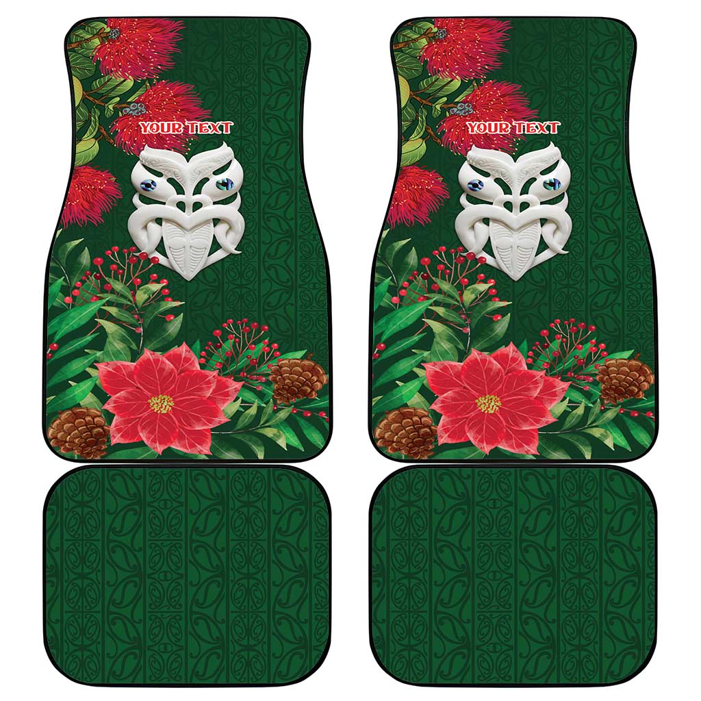 Maori Wheku Meri Kirihimete Personalised Car Mats All Green Indigenous Maori Motif - Polynesian Pride