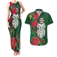 Maori Wheku Meri Kirihimete Personalised Couples Matching Tank Maxi Dress and Hawaiian Shirt All Green Indigenous Maori Motif LT9 Green - Polynesian Pride