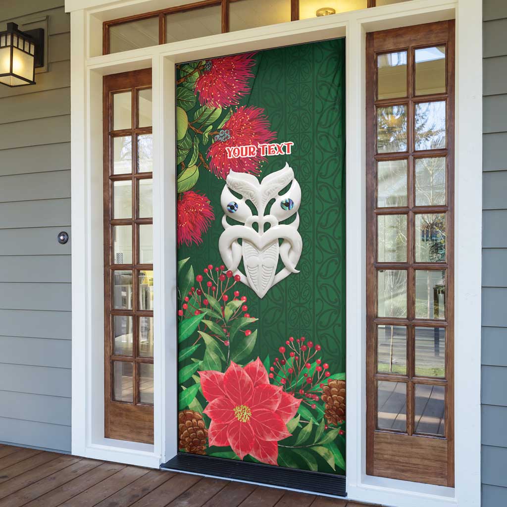 Maori Wheku Meri Kirihimete Personalised Door Cover All Green Indigenous Maori Motif - Polynesian Pride