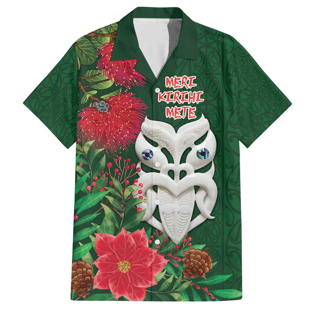 Maori Wheku Meri Kirihimete Personalised Family Matching Long Sleeve Bodycon Dress and Hawaiian Shirt All Green Indigenous Maori Motif - Polynesian Pride