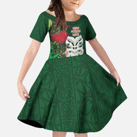Maori Wheku Meri Kirihimete Personalised Family Matching Mermaid Dress and Hawaiian Shirt All Green Indigenous Maori Motif - Polynesian Pride