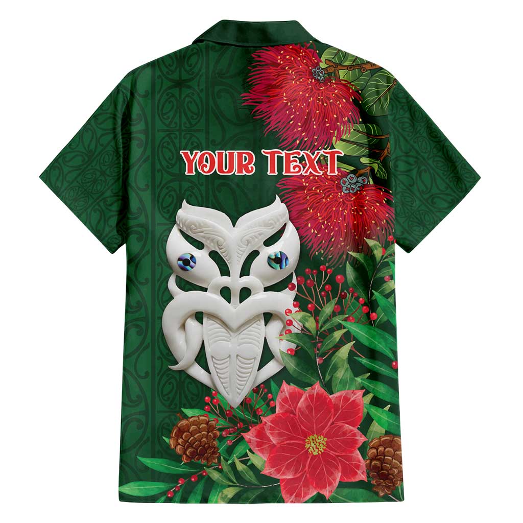 Maori Wheku Meri Kirihimete Personalised Family Matching Off Shoulder Maxi Dress and Hawaiian Shirt All Green Indigenous Maori Motif - Polynesian Pride