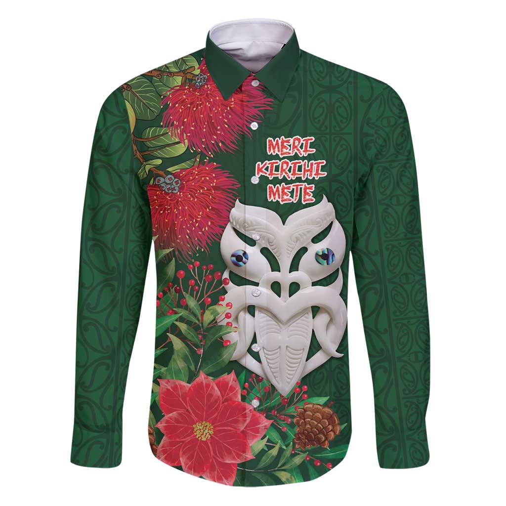 Maori Wheku Meri Kirihimete Personalised Family Matching Puletasi and Hawaiian Shirt All Green Indigenous Maori Motif - Polynesian Pride