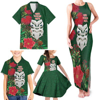 Maori Wheku Meri Kirihimete Personalised Family Matching Tank Maxi Dress and Hawaiian Shirt All Green Indigenous Maori Motif - Polynesian Pride