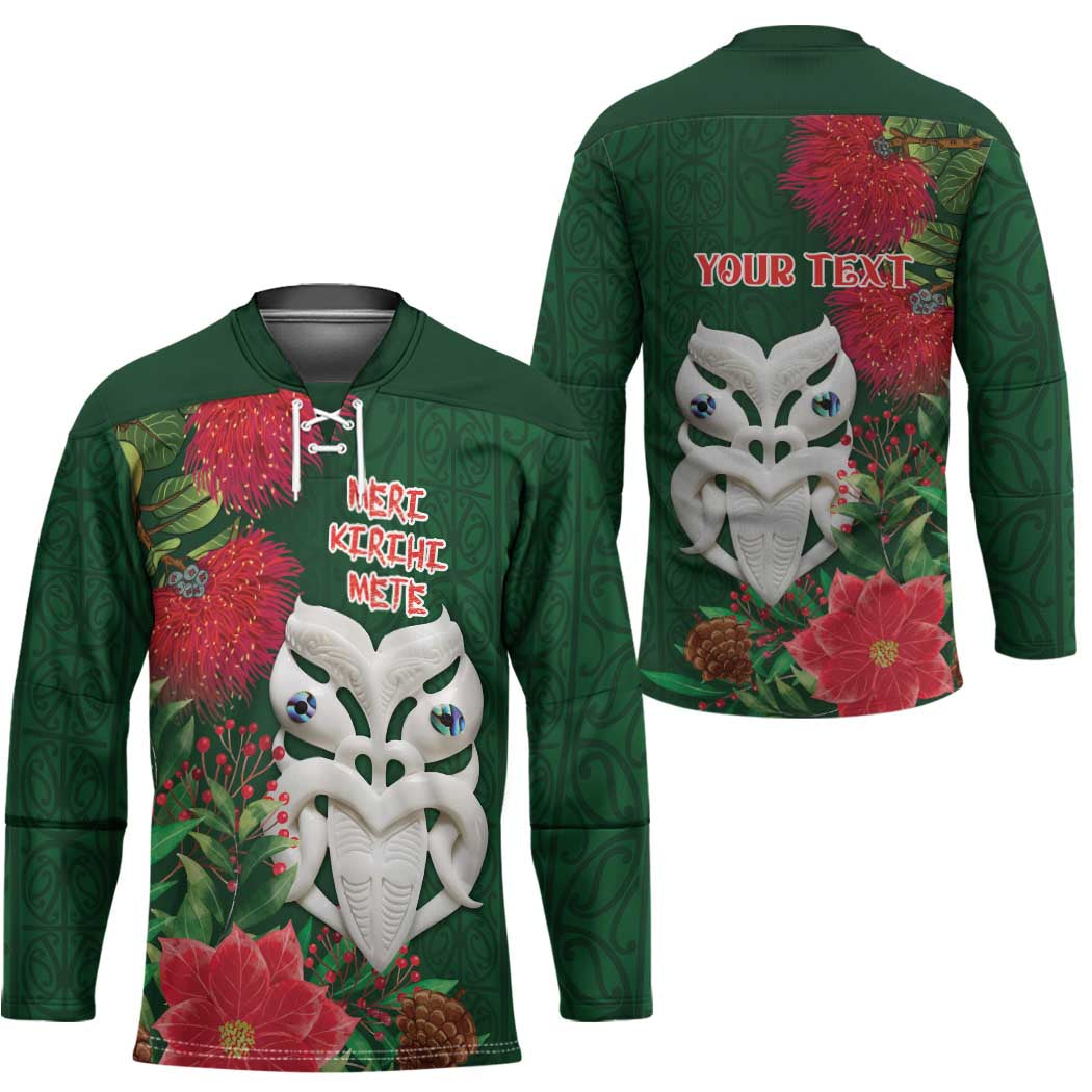 Maori Wheku Meri Kirihimete Personalised Hockey Jersey All Green Indigenous Maori Motif - Polynesian Pride