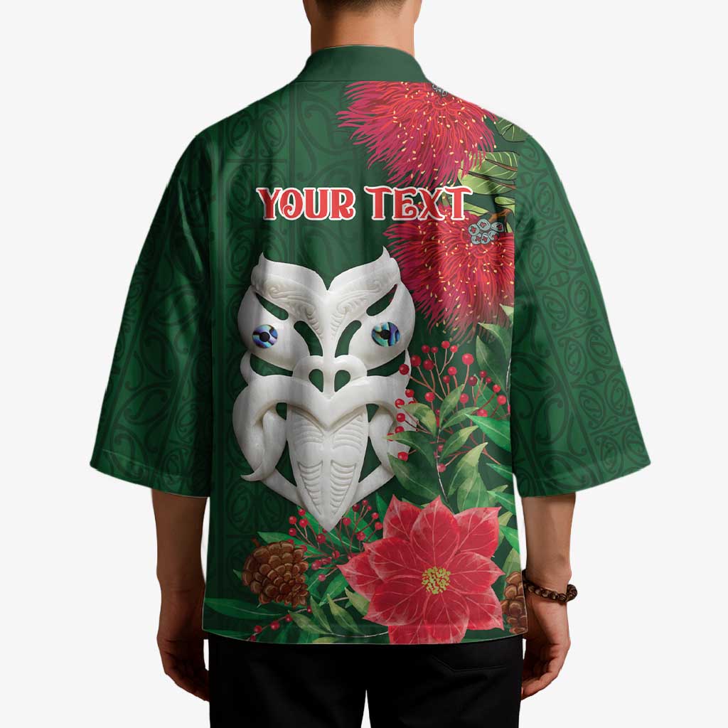 Maori Wheku Meri Kirihimete Personalised Kimono All Green Indigenous Maori Motif - Polynesian Pride