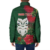 Maori Wheku Meri Kirihimete Personalised Padded Jacket All Green Indigenous Maori Motif - Polynesian Pride