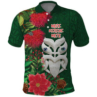 Maori Wheku Meri Kirihimete Personalised Polo Shirt All Green Indigenous Maori Motif - Polynesian Pride
