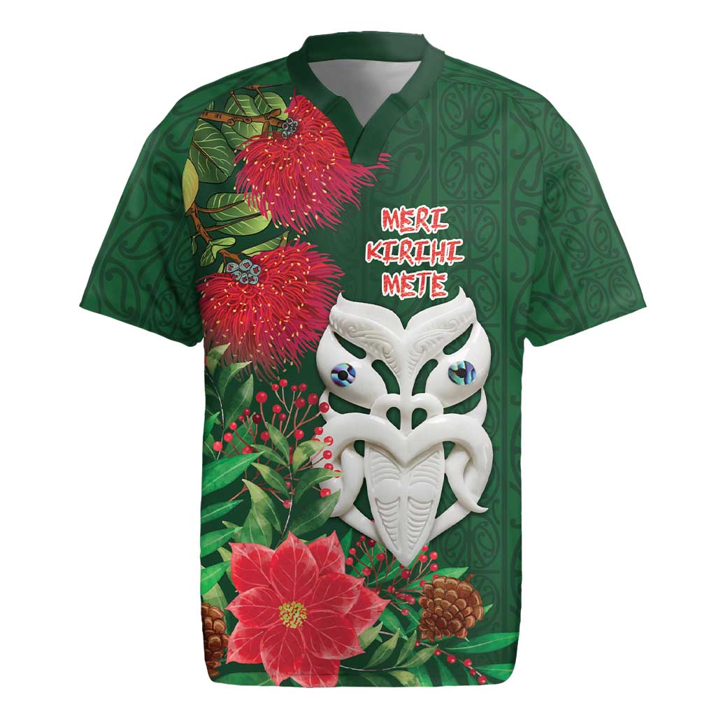 Maori Wheku Meri Kirihimete Personalised Rugby Jersey All Green Indigenous Maori Motif - Polynesian Pride