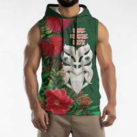 Maori Wheku Meri Kirihimete Personalised Sleeveless Hoodie All Green Indigenous Maori Motif - Polynesian Pride