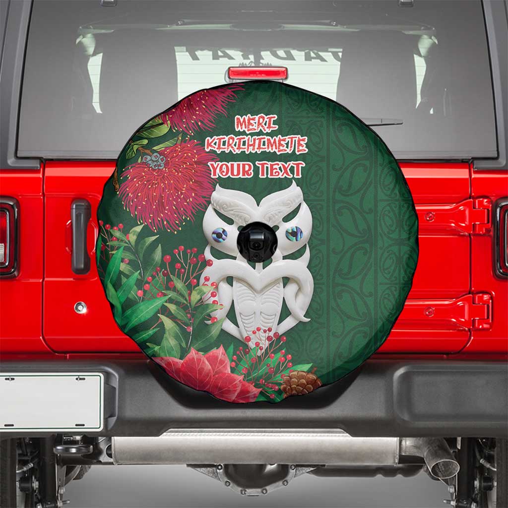 Maori Wheku Meri Kirihimete Personalised Spare Tire Cover All Green Indigenous Maori Motif - Polynesian Pride