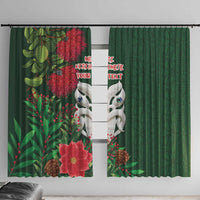 Maori Wheku Meri Kirihimete Personalised Window Curtain All Green Indigenous Maori Motif - Polynesian Pride