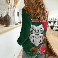 Maori Wheku Meri Kirihimete Personalised Women Casual Shirt All Green Indigenous Maori Motif - Polynesian Pride