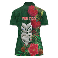 Maori Wheku Meri Kirihimete Personalised Women Polo Shirt All Green Indigenous Maori Motif LT9 - Polynesian Pride