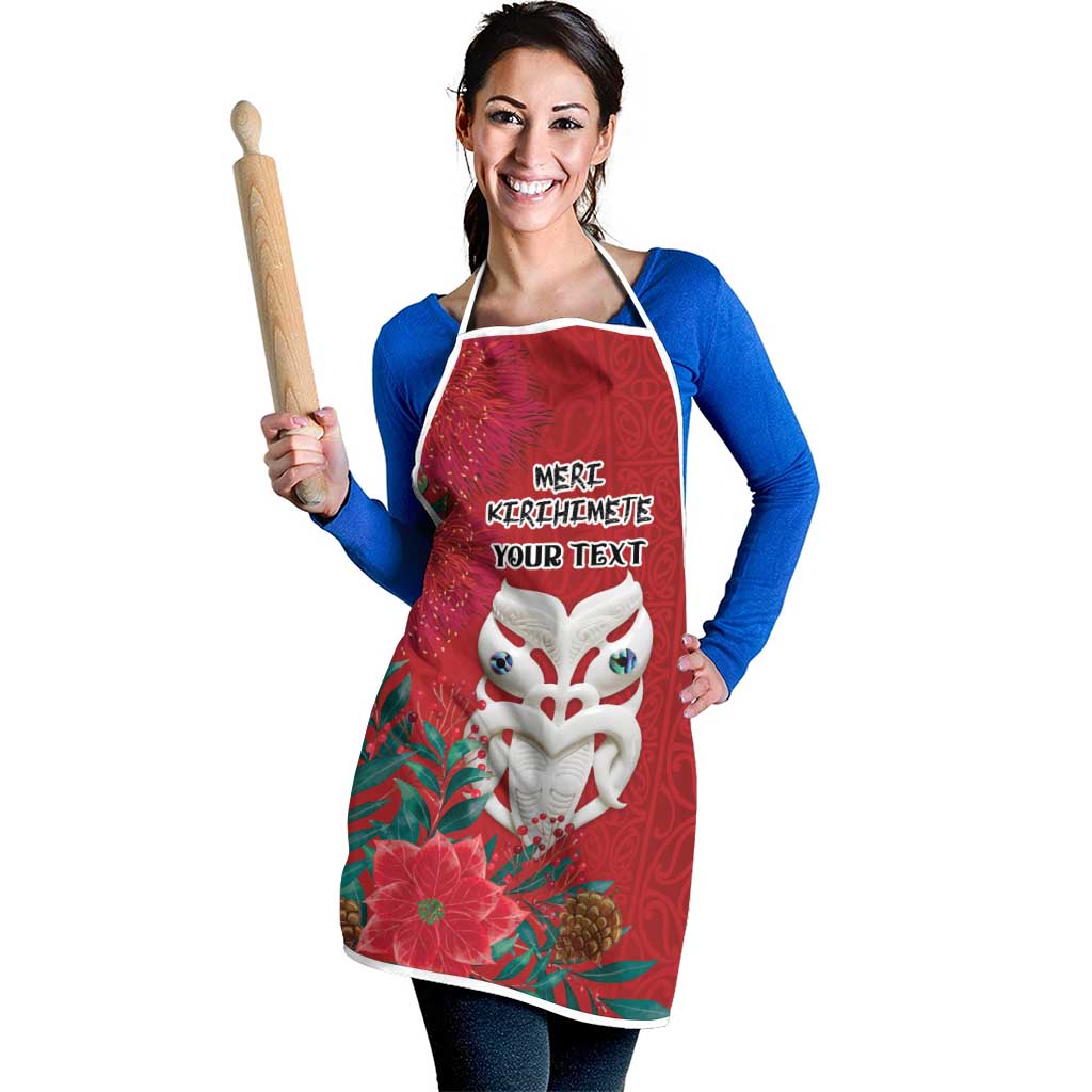 Maori Wheku Meri Kirihimete Personalised Apron All Red Indigenous Maori Motif - Polynesian Pride