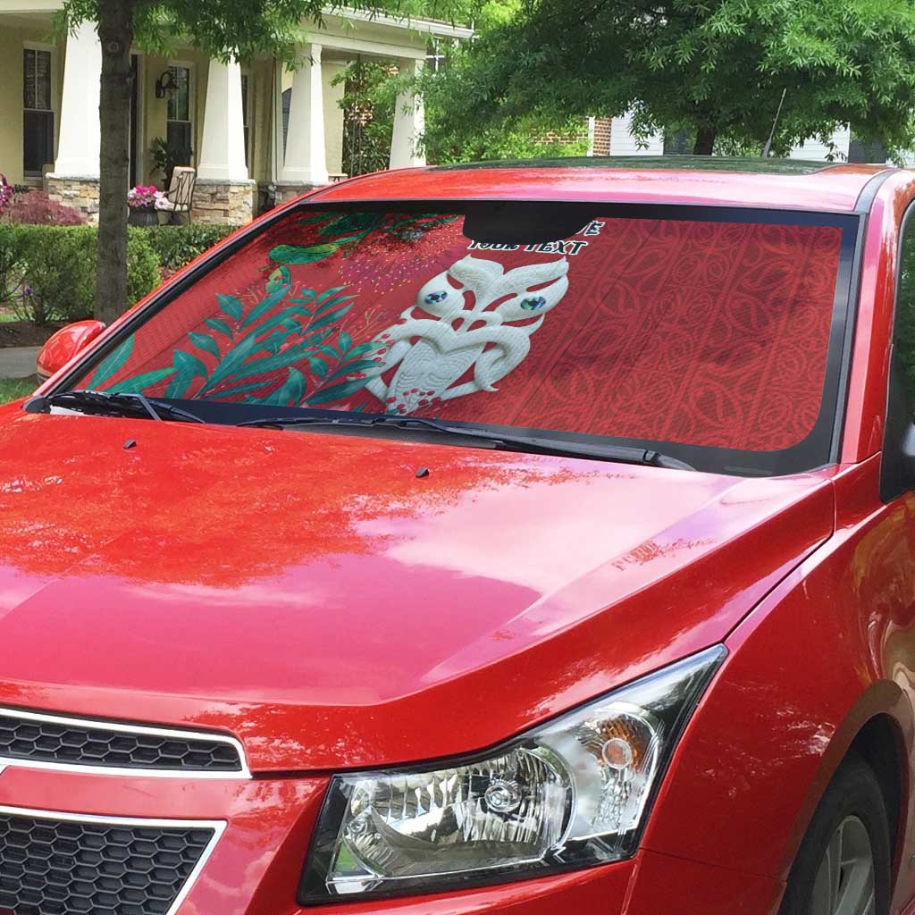 Maori Wheku Meri Kirihimete Personalised Auto Sun Shade All Red Indigenous Maori Motif - Polynesian Pride