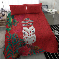 Maori Wheku Meri Kirihimete Personalised Bedding Set All Red Indigenous Maori Motif - Polynesian Pride