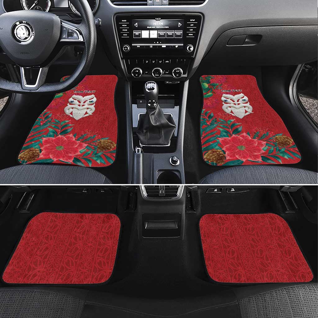 Maori Wheku Meri Kirihimete Personalised Car Mats All Red Indigenous Maori Motif - Polynesian Pride