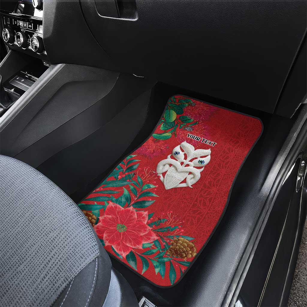 Maori Wheku Meri Kirihimete Personalised Car Mats All Red Indigenous Maori Motif - Polynesian Pride