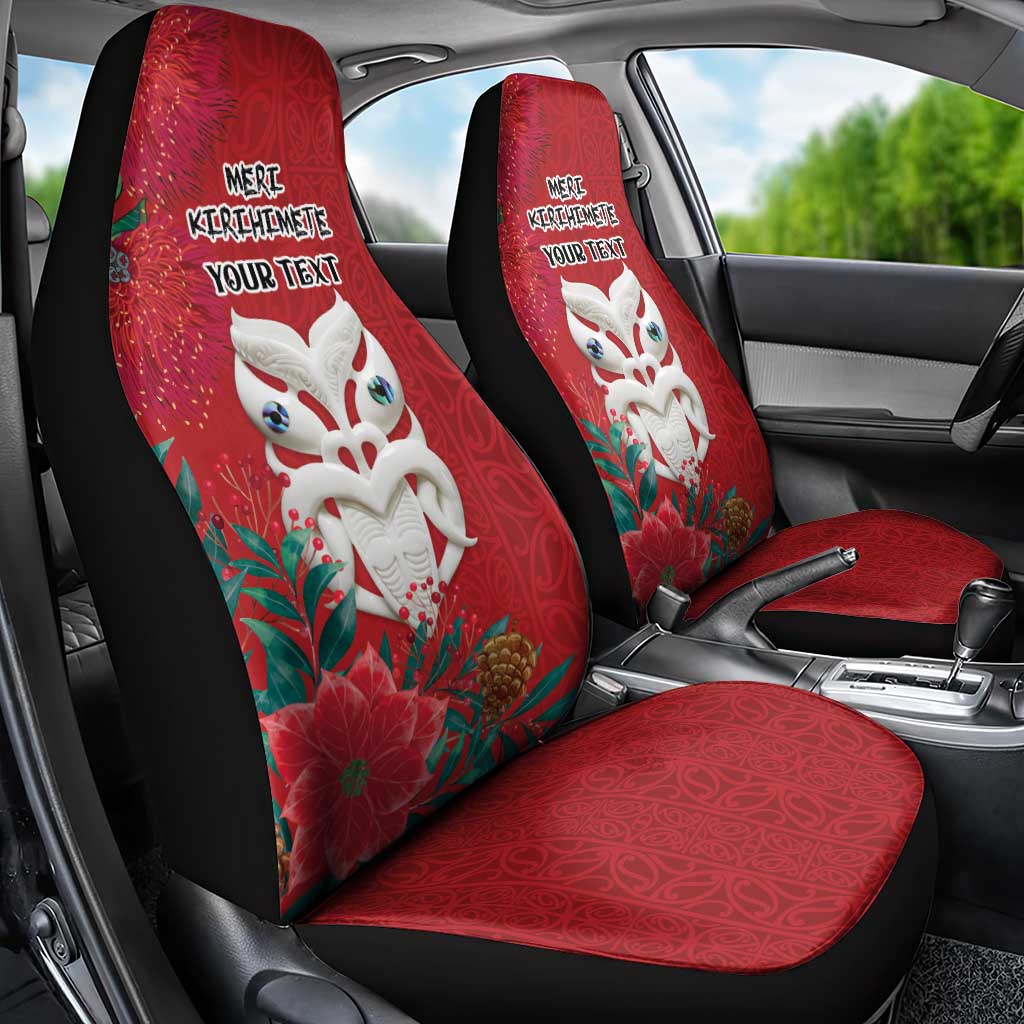 Maori Wheku Meri Kirihimete Personalised Car Seat Cover All Red Indigenous Maori Motif - Polynesian Pride
