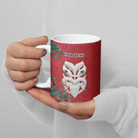 Maori Wheku Meri Kirihimete Personalised Ceramic Mug All Red Indigenous Maori Motif - Polynesian Pride