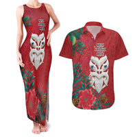 Maori Wheku Meri Kirihimete Personalised Couples Matching Tank Maxi Dress and Hawaiian Shirt All Red Indigenous Maori Motif LT9 Red - Polynesian Pride