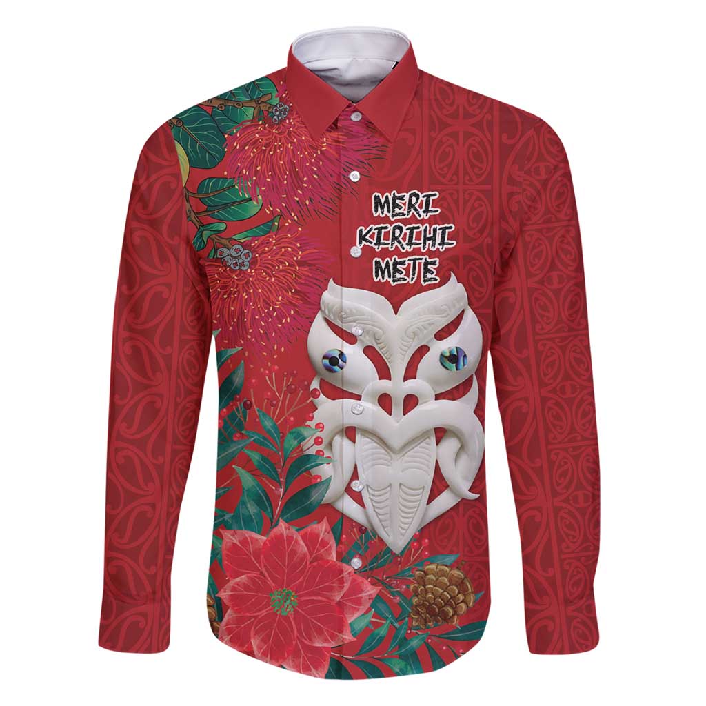 Maori Wheku Meri Kirihimete Personalised Family Matching Mermaid Dress and Hawaiian Shirt All Red Indigenous Maori Motif - Polynesian Pride