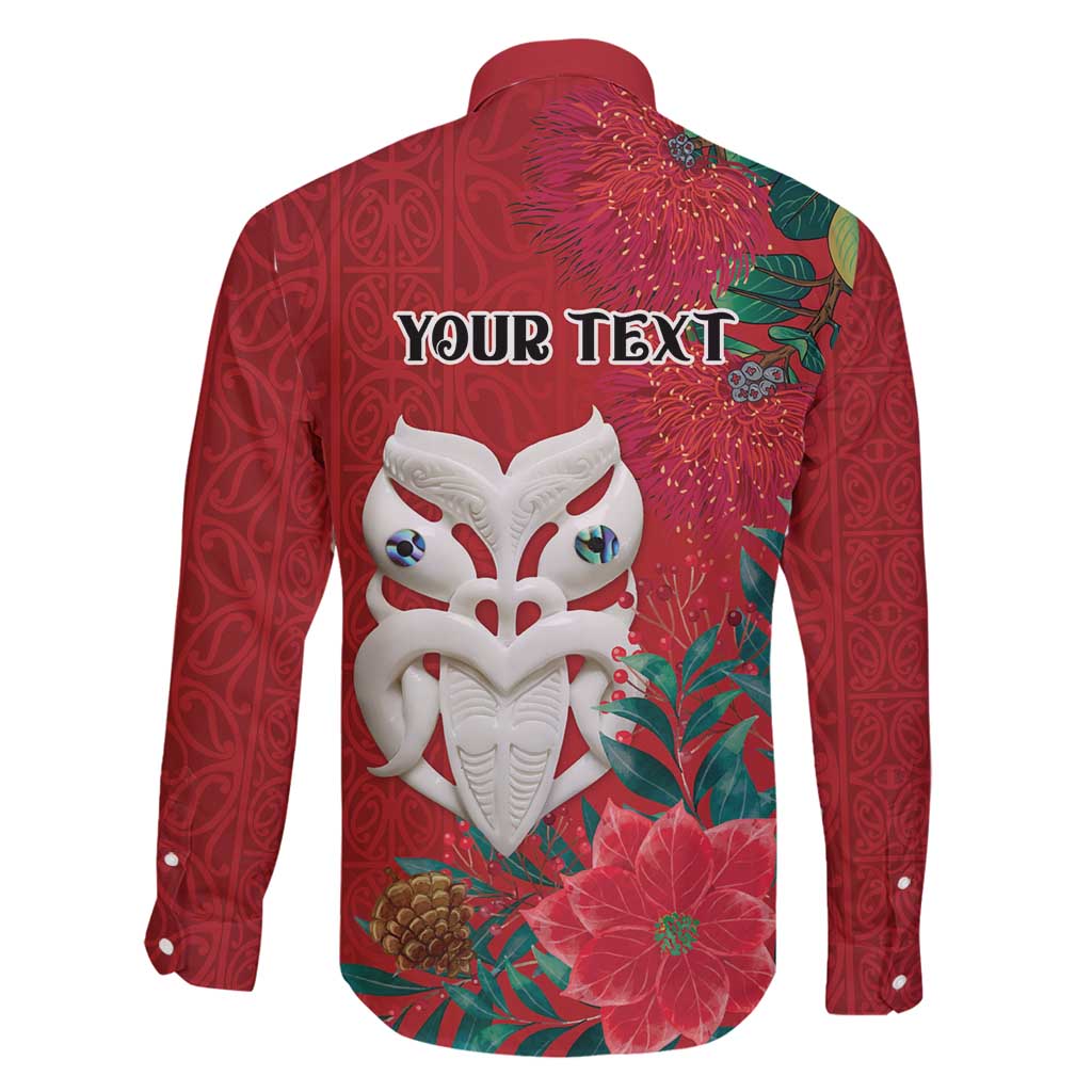 Maori Wheku Meri Kirihimete Personalised Family Matching Puletasi and Hawaiian Shirt All Red Indigenous Maori Motif - Polynesian Pride