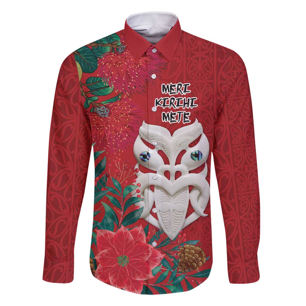 Maori Wheku Meri Kirihimete Personalised Family Matching Short Sleeve Bodycon Dress and Hawaiian Shirt All Red Indigenous Maori Motif - Polynesian Pride