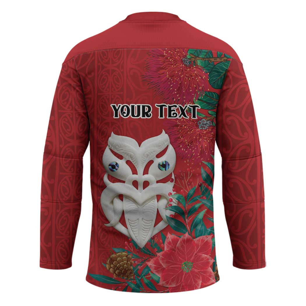Maori Wheku Meri Kirihimete Personalised Hockey Jersey All Red Indigenous Maori Motif - Polynesian Pride