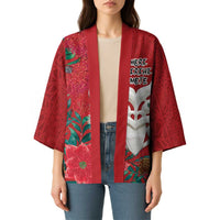 Maori Wheku Meri Kirihimete Personalised Kimono All Red Indigenous Maori Motif - Polynesian Pride