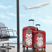 Maori Wheku Meri Kirihimete Personalised Luggage Cover All Red Indigenous Maori Motif - Polynesian Pride