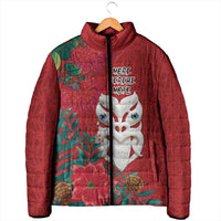 Maori Wheku Meri Kirihimete Personalised Padded Jacket All Red Indigenous Maori Motif - Polynesian Pride
