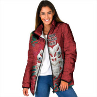 Maori Wheku Meri Kirihimete Personalised Padded Jacket All Red Indigenous Maori Motif - Polynesian Pride