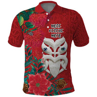 Maori Wheku Meri Kirihimete Personalised Polo Shirt All Red Indigenous Maori Motif - Polynesian Pride