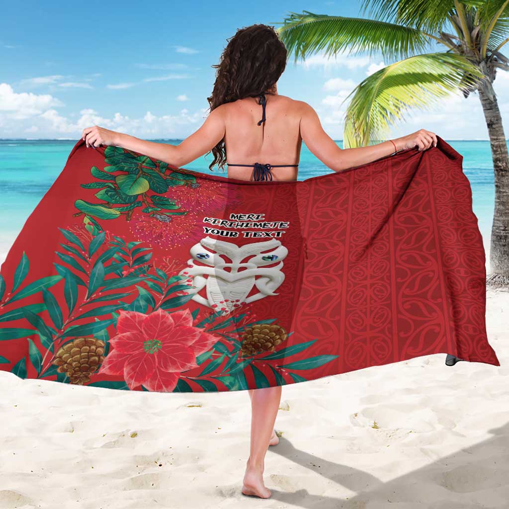 Maori Wheku Meri Kirihimete Personalised Sarong All Red Indigenous Maori Motif - Polynesian Pride