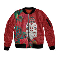 Maori Wheku Meri Kirihimete Personalised Sleeve Zip Bomber Jacket All Red Indigenous Maori Motif - Polynesian Pride